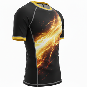 T-shirt de compression à manches courtes premium, sublimé, respirant, avec coutures renforcées, tissu durable, pour MMA, BJJ, surf et entraînement. - Product Image 3
