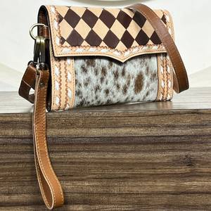 Bolso Bandolera Multifuncional Personalizado, Hecho a Mano, con Diseño a Cuadros, Mini Bolso de Cuero Vacuno de Alta Calidad, Bolso de Mano Tipo Clutch para Mujer - Product Image 4