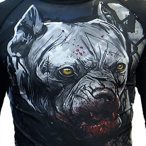 Men's Full Sleeve Rash Guard <b>Compression</b> <b>Shirt</b> Sublimation Print Quick Dry MMA Training Top <b>Black</b> Geometric Pattern Back Logo - Product Image 5