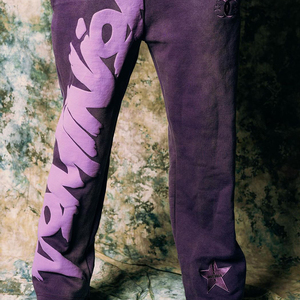 Conjunto Deportivo de Invierno para Hombre, Color Morado, Estampado, 100% Algodón, Sudadera con Capucha y Pantalones, Dos Piezas, Ropa Deportiva Informal de Moda Urbana - Product Image 3