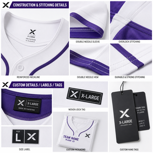 Maillots de baseball personnalisés sublimés XSC |   Uniformes d'équipe professionnels |   Vêtements de sport personnalisés en polyester respirant OEM/ODM - Product Image 5
