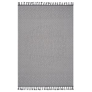 Alfombra de Interior/Exterior LOOM and LUXE 8X10 con Diseño de Medallón, Colección Blanco/Marfil - Product Image 2