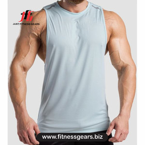 เสื้อกล้ามผู้ชาย JUST FITNESS GEARS สีน้ำเงินล้วน แห้งเร็ว คอกลม ผ้าถัก 100% คอตตอน เป็นมิตรกับสิ่งแวดล้อม ระบายอากาศได้ดี น้ำหนัก 220 กรัม รุ่น Model - Product Image 2