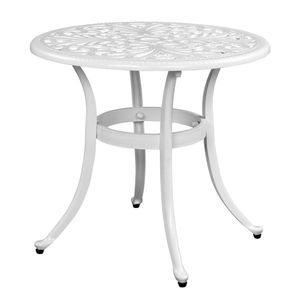Phoenix White Cast Aluminum Round Table Outdoor Bar Patio End Side Table Cocktail Table - Product Image 2