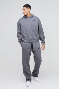 Survêtement Homme Personnalisé en Molleton de Coton Épais, Ensemble Deux Pièces à Capuche Entièrement Zippé, Pantalon de Survêtement Coupe Droite, Logo Avant, Coupe Oversize - Product Image 4