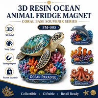Aimants de réfrigérateur personnalisés en résine, vente en gros, souvenirs de voyage animaux marins, fournisseur d'usine OEM ODM