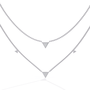 Collar Gargantilla de Oro Blanco de 10K, 14K, 18K con Patrón Geométrico Intrincado de Eslabones Calados Vintage y Diamantes Redondos Brillantes Cultivados en Laboratorio - Product Image 1