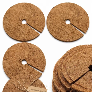 Tapis de protection d'arbres moderne et écologique en fibres de coco, anneau de paillis 100% naturel en coco coir, diamètre 50 cm, pour jardinage durable - Product Image 1