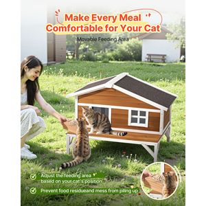 Casa para Gatos con Plataforma Grande y Aislamiento Completo de Espuma, Refugio Elevado para Gatos, Impermeable, de Madera, para Gatos Silvestres - Product Image 3