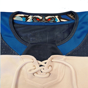 Maillot de hockey sur glace personnalisé imprimé par transfert thermique, respirant, grande taille, anti-UV, séchage rapide, col en V, pour adultes, tenue d'été pour équipe, vente en gros - Product Image 3