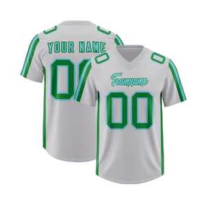 Camiseta de Fútbol Americano Personalizada con Nombre y Número, Blanca y Verde, Cuello en V, Sublimada, 100% Poliéster, Absorbe la Humedad, Unisex para Adultos - Product Image 2