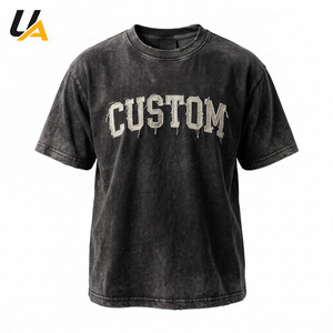 T-shirt surdimensionné pour homme en coton et polyester délavé style vintage, effet vieilli avec logo brodé usé, manches courtes - Product Image 2