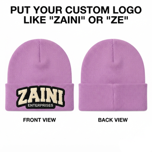 <b>Men</b> <b>Beanie</b> Cap Premium 280 GSM Soft Acrylic Knit Rib Cuff Lavender Winter <b>Hat</b> Custom Chenille Logo Patch Personalized Embroidery - Product Image 1
