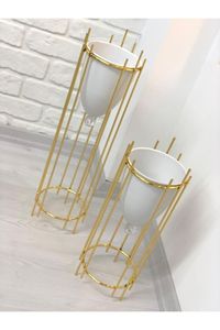 Juego de Macetas Cónicas Doradas de Lujo, Modernas, de Hierro, con Soporte, Recubrimiento en Polvo Premium, Exhibidor Decorativo para Plantas - Product Image 4