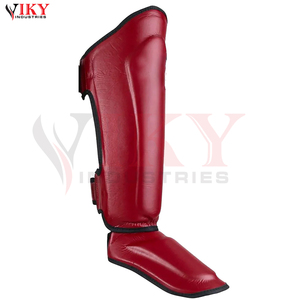 Protège-tibias et protège-pieds en cuir PU rouge haute résistance aux chocs OEM – Équipement de sparring intensif et d'entraînement aux arts martiaux - Product Image 6