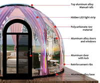 Domo Geodésico de Lujo para Glamping, Tipo Iglú, para 4 Estaciones, de 3m, 4m, 5m y 6m, para Hotel o Casa, en Venta