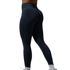 Navy <b>Blue</b> Women's Mid Rise Performance Leggings Moisture Wicking Workout Pants for Gym Yoga Training Running Fitness - Product Image 2