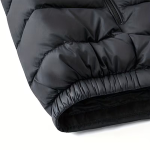 <b>Black</b> Quilted Puffer <b>Vest</b> Stand Collar Zipper Up Windproof Winter Outerwear Casual Style Polyester Nylon Resistant Down Gilet - Product Image 5