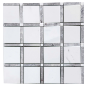 Carrelage mural moderne carré 63 mosaïque, poli noir et blanc, pour salle de bain, résistant à l'eau, design contemporain - Product Image 2