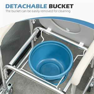 Silla de Inodoro Rodante Impermeable Gris con Asiento Acolchado, Silla de Ducha con Ruedas para Baño, Equipo de Seguridad - Product Image 6