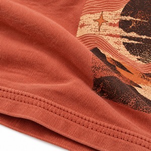 T-shirt streetwear unisexe, imprimé graphique désert, manches contrastées, col rond côtelé, tee-shirt vintage en coton - Product Image 6