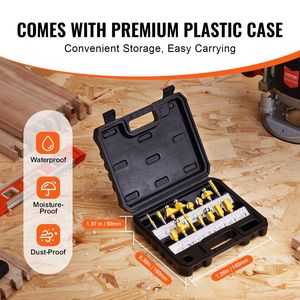 Set di 15 Frese per Router con Punta in Carburo, Gambo da 1/4 di Pollice, con Custodia in Plastica, Utensili Professionali per Lavorazione del Legno - Product Image 5