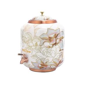Distributeur d'eau en cuivre avec motifs floraux et accents en cuivre, chargement manuel par le haut, usage domestique - Product Image 3
