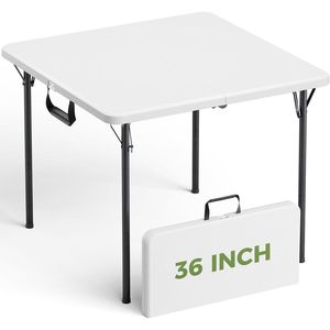Tavolo Pieghevole Quadrato da 36 Pollici con Maniglia per il Trasporto, Tavolo Pieghevole per Carte - Product Image 1