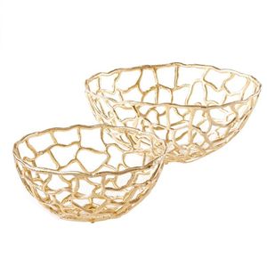 Luxury Gold Metal Wire Bowl Decorative Fruit <b>Basket</b> Set for Home Kitchen Table Centerpiece - Product Image 1