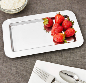 Lowest Price Stainless Steel Serving <b>tray</b> Embossed <b>Silver</b> Printed Design For Dinnerware Food Grade Storage <b>Tray</b> - Product Image 4