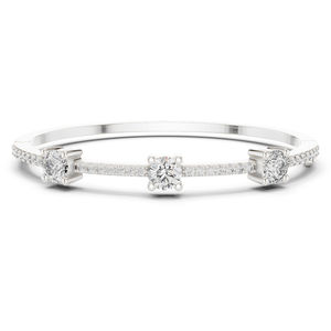 Bracelet pour femme en or blanc 14 carats avec diamant rond cultivé en laboratoire, idéal pour le bureau |   Diamant pur cultivé en laboratoire - Product Image 1