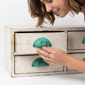 Industrial Style Sea Green Distressed Cast Iron Fluted Cupboard Dresser Drawer Cabinet Cup Pulls Handles Living Room Kitchen - Product Image 3