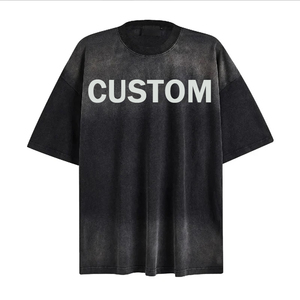 T-shirt Homme Oversize Personnalisé Effet Vieilli Délavé Dégradé Streetwear Lourd - Product Image 2