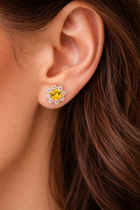 Citrine <b>Stud</b> Earrings 925 <b>Sterling</b> <b>Silver</b> Gold Plated Handmade Gemstone Earrings For Her - Birthday Gift - Product Image 5