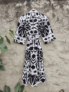 <b>Women's</b> Cotton Suzani Embroidery Long Kimono Floral Boho Vintage <b>Robe</b> Wrap House Coat for Home Sleepwear Summer Ethnic Style - Product Image 6