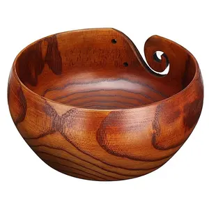 Wooden Yarn Bowl Crochet Yarn Bowl For Knitting And Crocheting Handmade Natural Wood Bowl At Wholesale Price