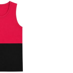 Red And Black Men Sleeveless Tank Top Color Block Design Casual Summer Vest Gym Fitness Workout Muscle Shirt Cotton <b>Athletic</b> - Product Image 4