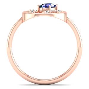 แหวนหมั้นเพชรโมอิสซาไนต์ทรงรี 0.5 กะรัต ประดับพลอยไพลินสีน้ำเงิน ดีไซน์หรูหราจาก REYES ทองคำแท้ 14K สำหรับผู้หญิง - Product Image 4