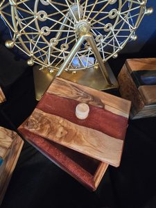 Handmade Epoxy <b>Resin</b> Jewelry Box With Wooden Inlay Red Blue Black Finish Artistic Storage For Rings And Necklaces <b>Resin</b> <b>Crafts</b> - Product Image 6