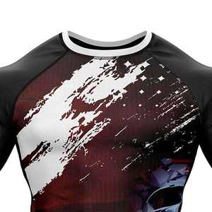 Short Sleeve Rash Guard Sublimation Print <b>Skull</b> Design Quick Dry Compression Shirt Sport <b>Top</b> BJJ Gear - Product Image 4