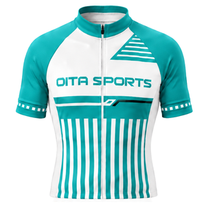 Maillot de Ciclismo Blanco Turquesa de Manga Corta con Cierre Completo, Camiseta Ligera para Ciclismo al Aire Libre, Ropa Deportiva - Product Image 1