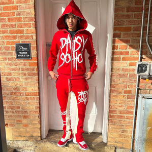 Ensemble 2 pièces personnalisé pour femme : veste zippée et pantalon évasé ajusté, survêtement de jogging avec sweat à capuche et pantalon de survêtement - Product Image 2