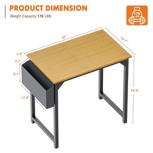 โต๊ะทำงานไม้สีเหลือง31นิ้วสไตล์โมเดิร์นเรียบง่ายพร้อมที่จัดเก็บพื้นที่ทำงาน - Product Image 6