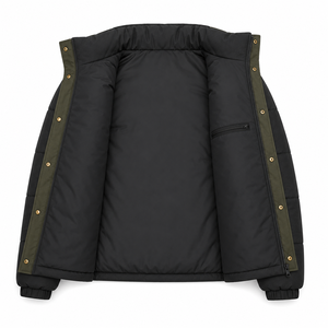 Chaqueta de invierno acolchada de poliéster para hombre con ribetes reflectantes, estilo urbano, servicio OEM al por mayor, con cremallera y bloques de color - Product Image 5
