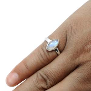 Natural Rainbow Moonstone Gemstone <b>Ring</b> Crafted From 925 Sterling Silver Wedding Fine <b>Boho</b> Jewelry With Marquise Cut Stone - Product Image 2