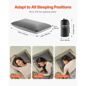 Almohada de Espuma Viscoelástica para Camping, Portátil, para Viajes y Senderismo, con Funda de Doble Cara Lavable y Extraíble - Product Image 4