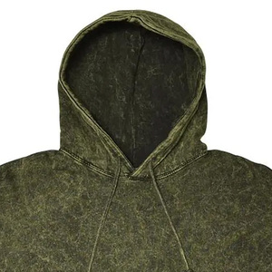 Mens Greenish Vintage Hoodie <b>Zip</b> Up Long Sleeve Sweatshirt with <b>Pockets</b> Acid Wash Streetwear Fleece <b>Hoodies</b> Jacket - Product Image 2