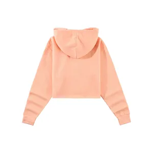 Sweat-shirt à capuche court pour femme, couleur unie, manches longues, tricoté, respirant, en coton et fibre de bambou, idéal pour l'automne - Product Image 2