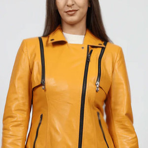 New Style Women's <b>Leather</b> <b>Jacket</b> For Sale Custom Design Solid Color Women Fashion <b>Leather</b> <b>Jackets</b> - Product Image 6