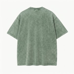 Men Olive Green <b>Acid</b> Wash T Shirt Premium Cotton Oversized <b>Drop</b> Shoulder Casual Street Fashion Tee Custom OEM Wholesale - Product Image 5
